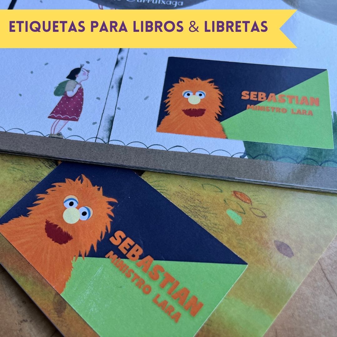 Trailer Azul Etiquetas Escolares Personalizadas Libretas, Libros y Lápices