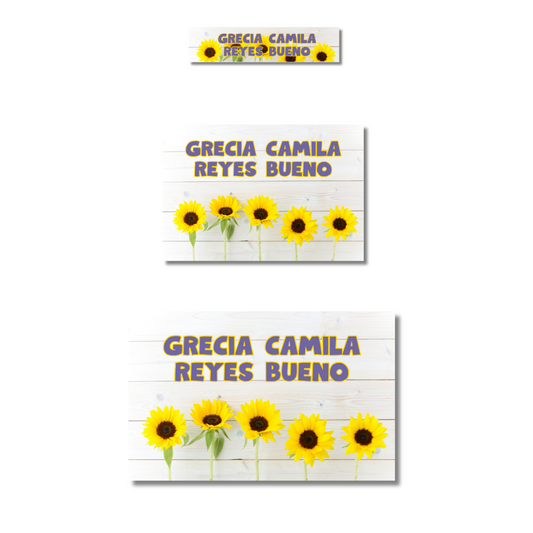Flores Girasoles Etiquetas Escolares Personalizadas Libretas, Libros y Lápices
