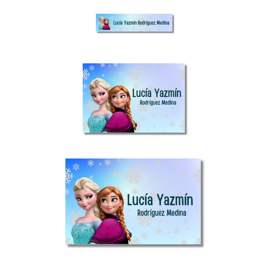 Frozen Elsa & Ana Etiquetas Escolares Personalizadas Libretas, Libros y Lápices