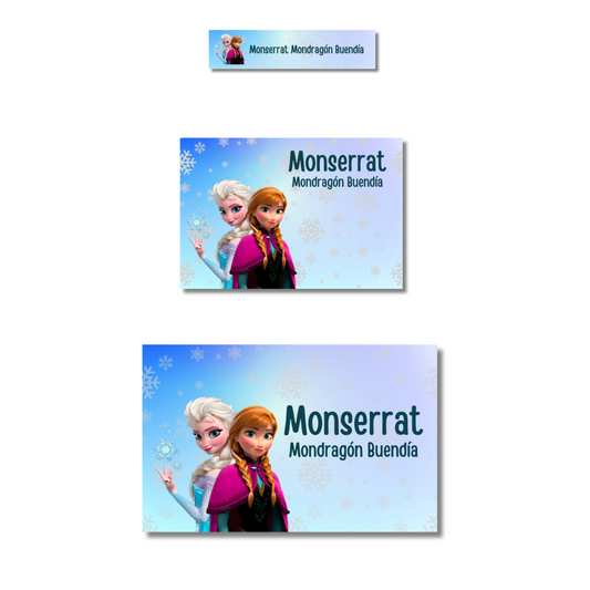 Frozen Elsa y Ana Mano Etiquetas Escolares Personalizadas Libretas, Libros y Lápices