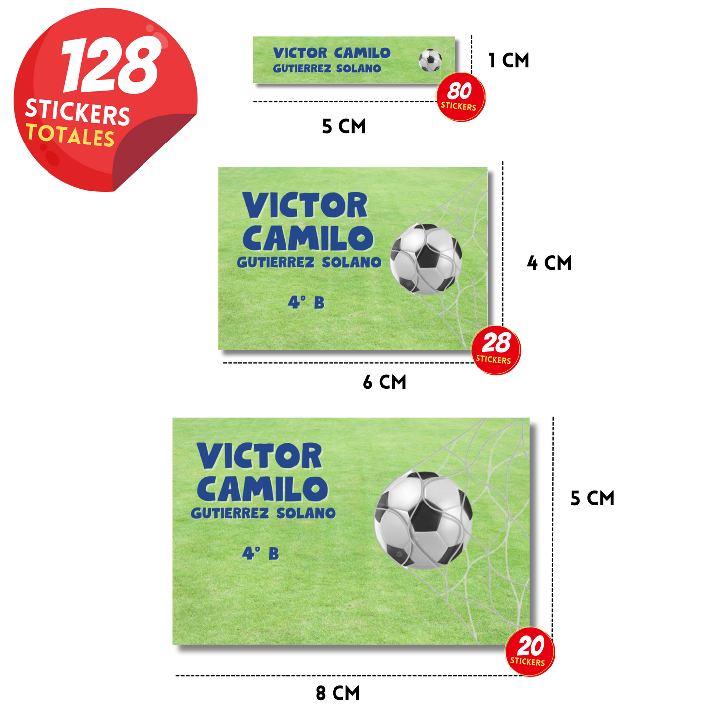 Fútbol Soccer Pelota Portería Etiquetas Escolares Personalizadas Libretas, Libros y Lápices