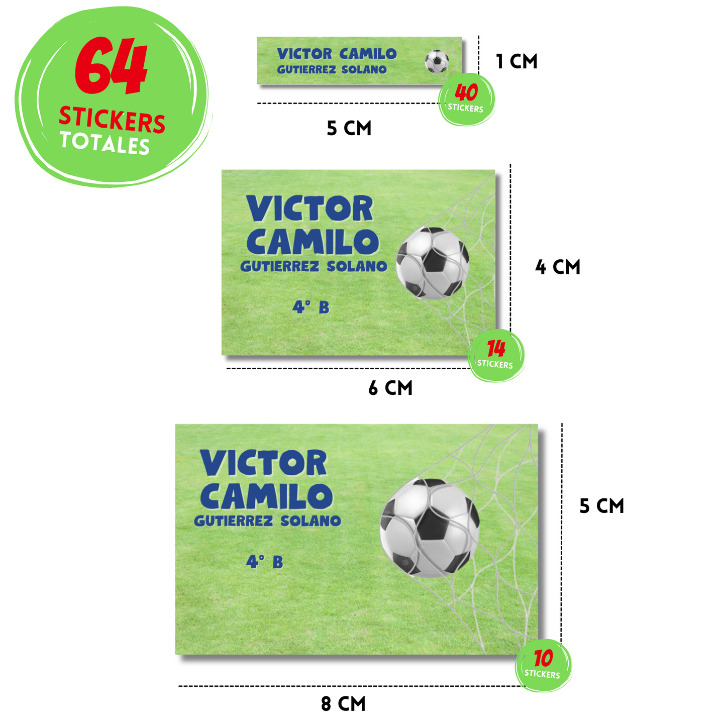 Fútbol Soccer Pelota Portería Etiquetas Escolares Personalizadas Libretas, Libros y Lápices