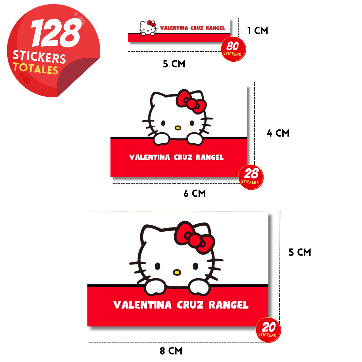Hello Kitty Etiquetas Escolares Personalizadas Libretas, Libros y Lápices