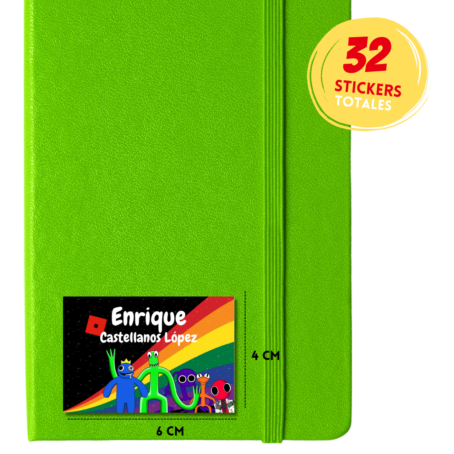 Rainbow Friends Arcoíris Etiquetas Escolares Personalizadas Libretas, Libros y Lápices
