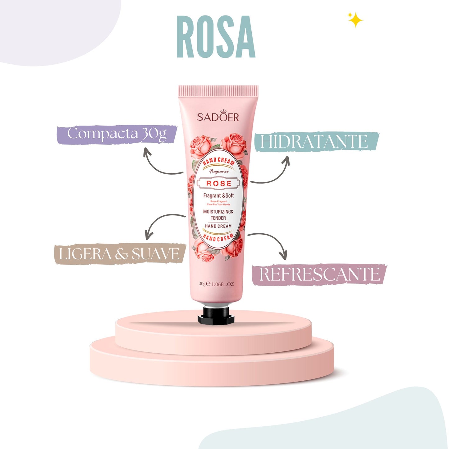 Crema de Manos de Bolsillo Aroma Rosas: Hidratación Rápida y Portátil