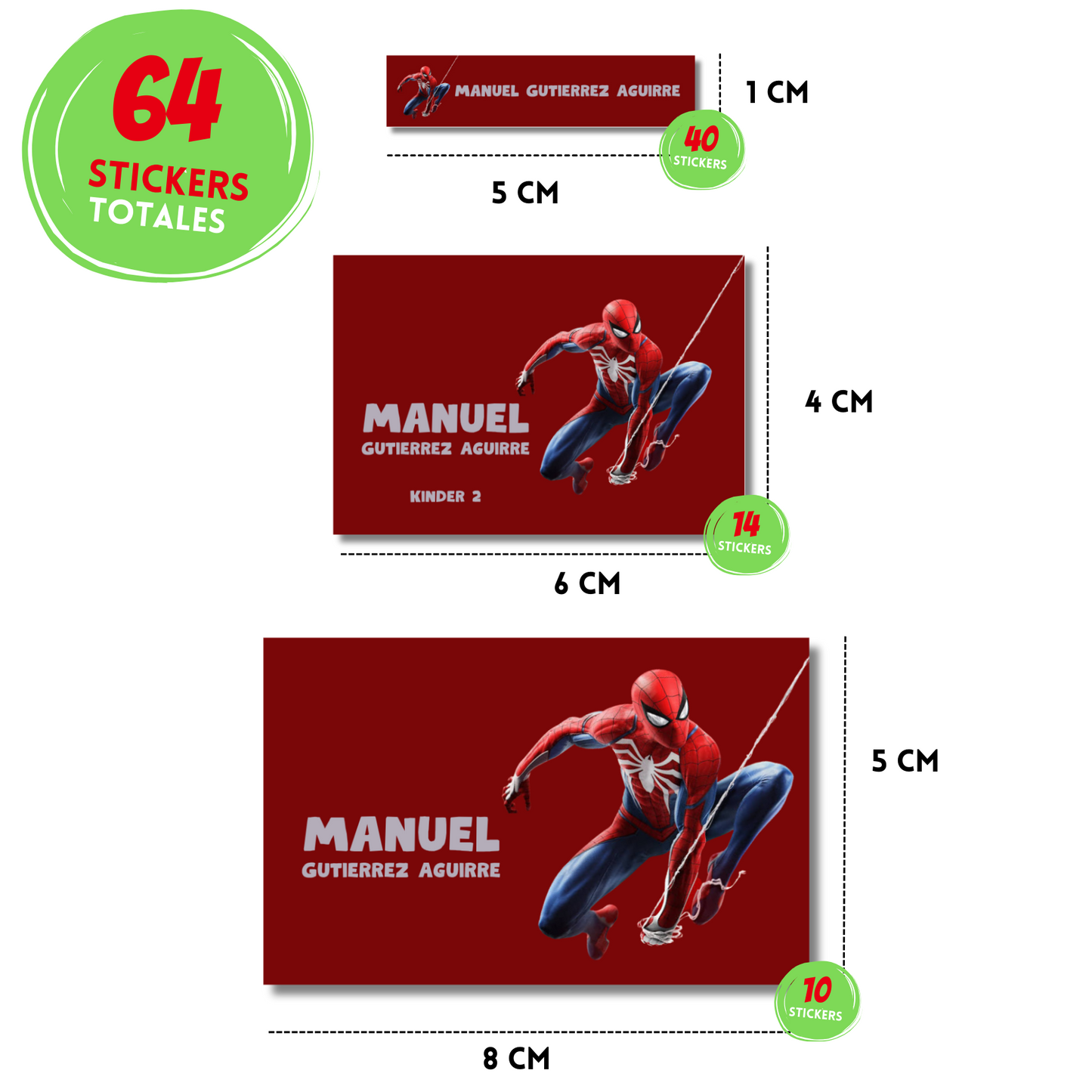 Spiderman Con Fondo Rojo Etiquetas Escolares Personalizadas Libretas, Libros y Lápices