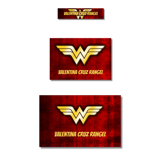 Wonder Woman Logo Etiquetas Escolares Personalizadas Libretas, Libros y Lápices
